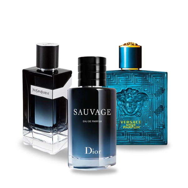 Dior Set 3 Parfumuri | Dior SAUVAGE, Yves Saint Laurent Y MEN, Versace EROS 100 ml